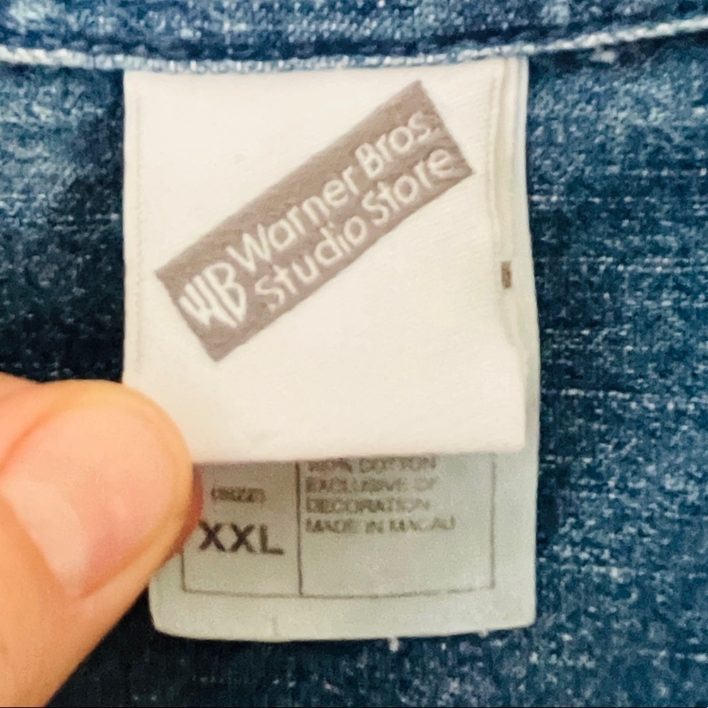 Original Vintage Warner Bros Denim Longsleeve Top - Picture 3 of 5